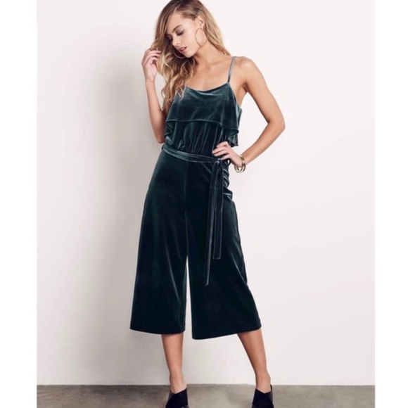Ali & Jay Hustle Green Velvet Crop Jumpsuit L - Picture 1 of 5